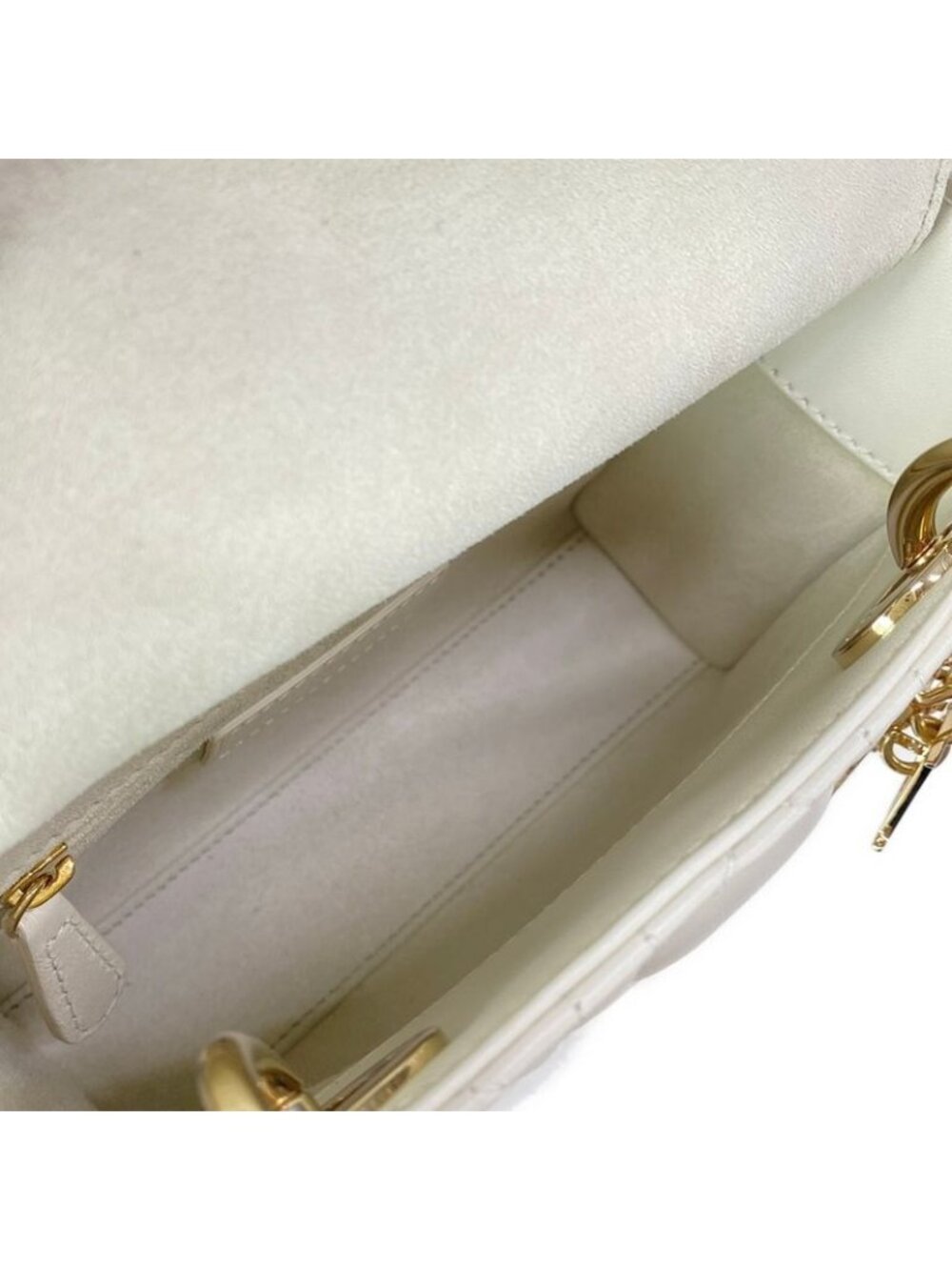 Dior Lady Mini Bag White Gold Lambskin - Picture 10 of 15